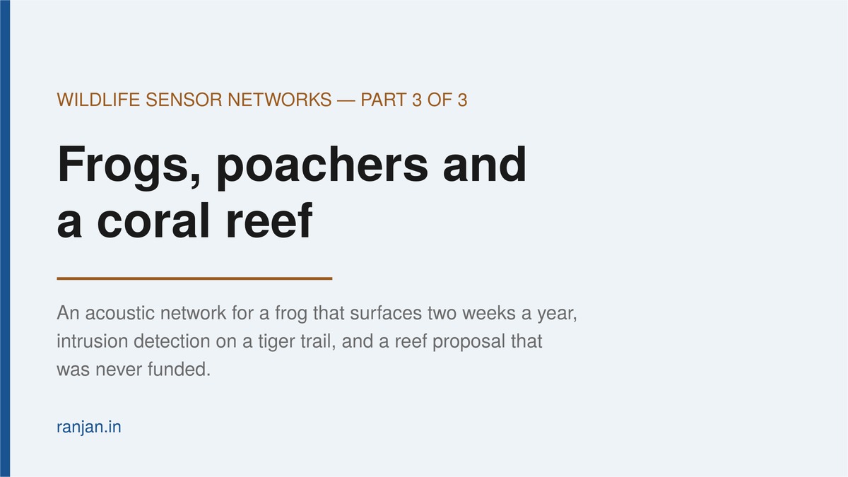 Frogs, poachers and a coral reef (Part 3 of 3)
